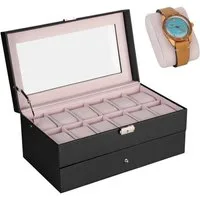 shelfmade Uhrenbox Uhren Aufbewahrung Uhrenbox Uhrenkoffer Uhrenkasten "Zürich", schwarz