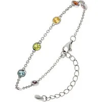 JOBO Silberarmband Armband Herz 15 cm - 19,5 cm verstellbar, 925 Silber mit 7 bunten Zirkonia
