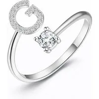 S&T Design Fingerring Buchstaben Ring Damen 14K Gold Vergoldet Silber Verstellbar Wasserfest (Goldring Geschenke für Frauen Freundin Mädchen Schmuck, 1-tlg., Buchstabenring), Damenring langlebigem Edelstahl Verstellbare Größe 50 - 60 Modeschmuck