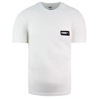 Puma entspannte Fit-Logo T-Shirt Kurzarm Crew Hals Herren weißes T-Shirt 582687 02