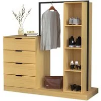 WAOHO Kleiderständer Kleiderständer mit Schubladenkommode, Kommode, Kleiderständer 145cm