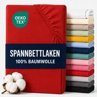 Komfortec Spannbettlaken Premium Jersey Bettlaken 90x200, 140x200, 160x200, 180x200, 200x200 cm, 100% Baumwolle (135g/m), Gummizug: Rundum, (1 Stück), OEKO-TEX® Standard 100, für Matratzen bis 25 cm Höhe, Hotelqualität