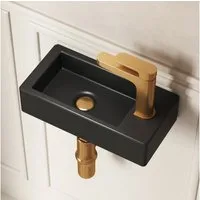 DeerValley Waschbecken klein DeerValley Mini Wandwaschbecken für kleine Bäder (Packung, ohne Wasserhähne und Abfluss), Keramik ideal für kleine Bäder ohne Wasserhähne und Abfluss