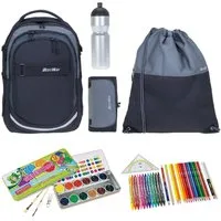 BESTWAY Schulrucksack Jungen Schulrucksackset Rucksack Evolution Air 40177 (Set, Sportbeutel, Mäppchen, Mäppchenfüllung, Farbkasten, Flasche), Schultasche Daypack Schule ab 3. Klasse Mega Set rtm kfv