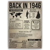 Tigerlino Poster 80. Geburtstag Geschenkidee Back in 1946 Rückblick Frau & Mann, Geburtstagskarte DIN A4