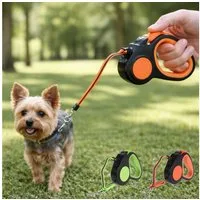 Koopman Hundeleine Rollleine Haustierleine Leine 3m Kunststoff Orange Leuchtend, Kunststoff (Stück, 1-tlg., Packung), für kleine Tiere, Neonfarbend, bis 10kg, Reflektoren, Kompakt