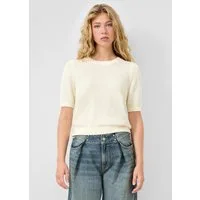 QS Kurzarmpullover Strickpullover Strukturierter Pullover