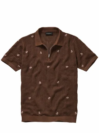 Mey & Edlich Herren Schwachwerden-Strickpolo Braun 100 % Baumwolle (bio)