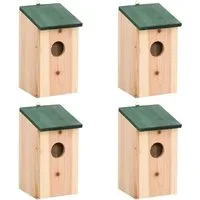 vidaXL Vogelhaus Vogelhäuser 4 Stk. Holz 12x12x22 cm