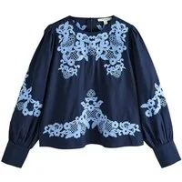 LAURA ASHLEY Langarmbluse Laura Ashley Bestickte, langärmelige Bluse (1-tlg)