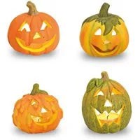 Spetebo Teelichthalter Ton Kürbis Windlicht (Set, 4 St., Tisch-Laterne Halloween), und Herbst Dekoration