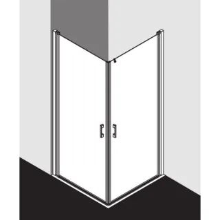 Kermi Liga Eckeinstiegshälfte Pendeltür LI1EL080201AK 80x200cm, silber mattglanz, ESG klar, links, auf Duschwanne