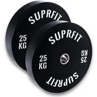 SF SUPRFIT Hantelscheiben 50 mm Gewichtsscheiben aus Vollgummigranulat, 25 kg, (2-tlg), Stoßabsorbierende Hantelscheiben 50mm