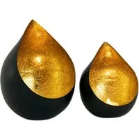 Amagohome Teelichthalter Teelichthalter Set 2-teilig Kerzenständer Tropfenform Metall schwarz m (2 St)