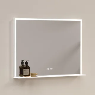 Emke Badspiegel, Transparent, Glas, Rechteckig, 80x60x12.5 cm, Badezimmer, Badezimmerspiegel, Badspiegel