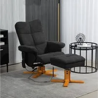 HOMCOM Massagesessel mit Fußhocker, Stauraum Relaxsessel mit Liegefunktion (Relaxsessel, 2-St., Fernsehsessel), mit Seitentasche, Fernbedienung, Holzrahmen, Polyester, Schwarz