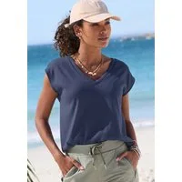 Beachtime by Lascana V-Shirt aus leichter Strukturware mit Effektgarn luftiges Sommershirt, T-Shirt mit V-Ausschnitt, Strandshirt, casual