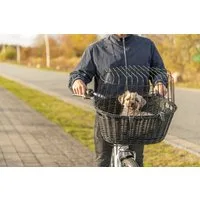 TRIXIE Tierfahrradkorb Hundefahrradkorb aus Weide zum Einhängen am Lenker, schwarz - schwarz