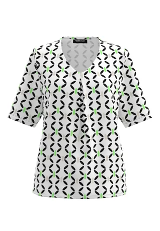 FRANK WALDER - Blusenshirt NOS mit Grafik-Muster paradise green/ecru/ink - Gr. - 46
