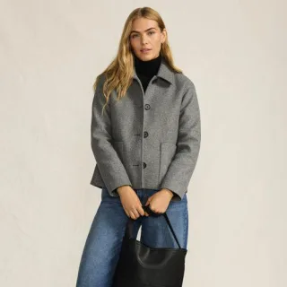 Hemdjacke Wool Touch für Damen in Petite-Größe, Damen, size: petite, Grau, Polyester, by Lands' End