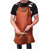 Spectrum Grillschürze Lederschürze Grillschürze Unisex Büffelleder 80 x 58 cm hellbraun