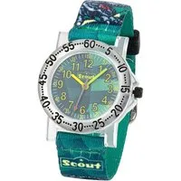 Scout Quarzuhr Kinderuhr 164000213 Dino Grün Textilband Quarz 30,5 mm