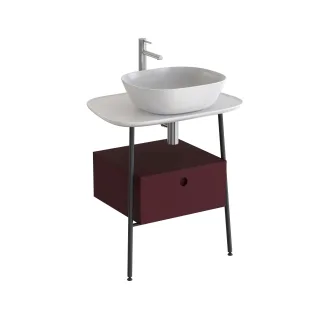 VitrA Plural Waschtischunterbau mit 1 Vollauszug und Konsolenplatte 68 x 49 x Weiß Hochglanz,80475 80475