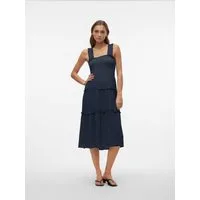 Vero Moda Sommerkleid VMMENNY SL SMOCK CALF DRESS WVN GA Viskose, regular fit, Oberteil gesmokt