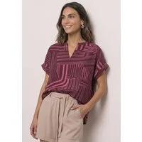STREET ONE Kurzarmshirt Sommerbluse im Tunika-Look und mit grafischem Muster