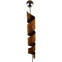 Posiwio Gartenstecker Gartenstecker Spirale Rostoptik Edelstahlkugel (1-St) Rostoptik, Gartenstecker, Spirale, mit Edelstahlkugel