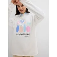 bonprix Sweatshirt mit Langarm, mit Blumen-Druck, mit Seitenschlitzen