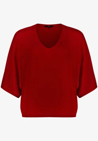zero - Kurzarmpullover mit V-Ausschnitt rot - Gr. - XL