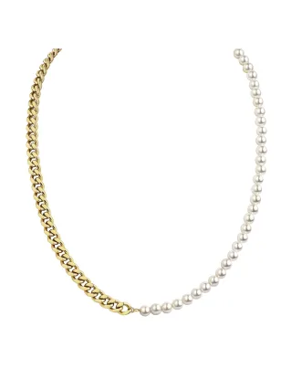 Zeeme Stainless Steel Collier Edelstahl/PVD gelb Perlen