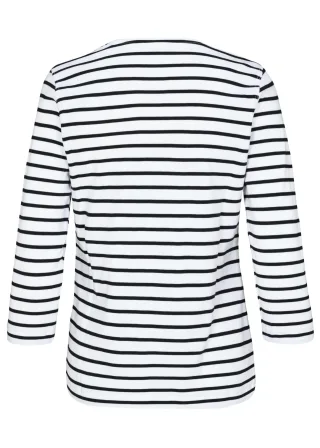 CLARINA - Ganzjahres NOS Rdh.-Shirt,3/4 100 weiss-marine - Gr. - 40