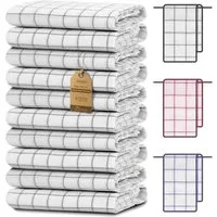 NatureMark Geschirrtuch 10er-Set Küchentücher 50x70cm, (Set, 10-tlg., 10x Geschirrtücher 50x70cm), 10x Geschirrtücher kariert, weich, 100% Baumwolle, Anthrazit grau