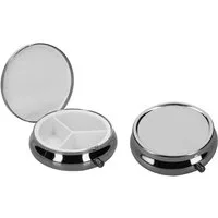 kwmobile Pillendose 2x Edelstahl Pillendose mit 3 Fächern (2 St), runde Tablettendose Box