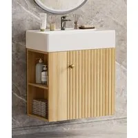 Yorbay Waschtisch Badmöbel Waschtischunterschrank (Breite 55 cm, Badschrank mit Waschbecken), Waschbecken mit Waschtisch für kleine Badezimmer