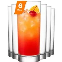 LAV Gläser-Set Liberty Longdrinkglas, 6-tlg., Glas, 6er Set, 360ml, ideal für Longdrinks, Wasser, Softdrinks, Säfte