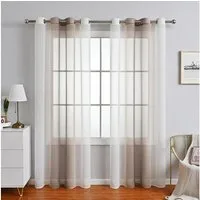 TUWENA Gardine 2er Farbverlauf Vorhänge Gardine, Mit Ösen Transparente Voile Gardine
