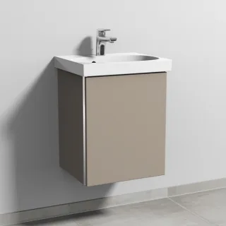 Sanipa 3way Waschtischunterbau zu Geberit Acanto Waschtisch mit 1 Tür, Sandgrau-Matt BS41467