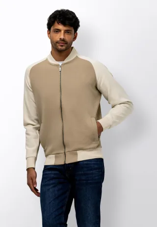 State of Art - Bomber-Strickjacke aus Sweatmaterial hellbeige/beige - Gr. - L