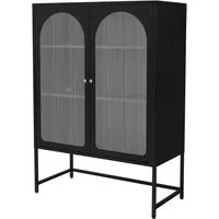 ML-DESIGN Vitrine Buffet Küchenschrank Vitrinenschrank Stahl Standvitrine mit Stauraum Wohnzimmer Hochschrank Standschrank Stahlschrank Kommode Bücherschrank