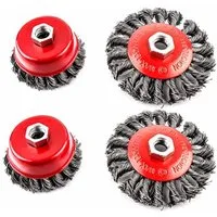 Youyijia Scheibenbürste 4PCS Topfbürste Winkelschleifer Drahtbürste Drahtbürsten-Set, 4-St.