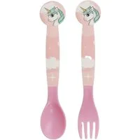 Stor Kinderbesteck Einhorn Kinderbesteck Löffel und Gabel für Kinder (2-tlg), 1 Personen