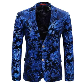 Stilvolles blaues Blazerkleid mit Blumenmuster