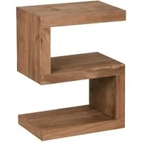 Wohnling Beistelltisch WL1.431 Massivholz S- Cube MUMBAI Akazie Stand Bücher Regal (MUMBAI Massivholz 60 cm hoch S Cube), Design Wohnzimmertisch dunkelbraun Couchtisch