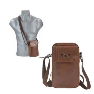 Handytasche zum Umhängen Leder 13x21cm Handy Umhängetasche Damen Herren "Waxy Vintage" | Greenburry 1374-24