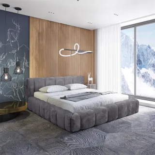 Polsterbett Doppelbett HAILEY 140x200cm Komplettset Stoff Tender Way Grau