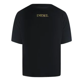 Schwarzes Diesel-t-shirt Mit Goldlogo