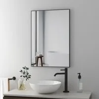 Boromal Badspiegel Wandspiegel Spiegel Schwarz 100x60 80x60 50x70 eckig Metall Alu Rahmen (Badezimmerspiegel 120x70 100x70, ohne beleuchtung), 5mm HD Bleifreier Spiegel, Vertikal Horizontal montierbar